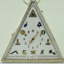 One of a kind antique silver&painted enamel Masonic pyramid pocket/table watch