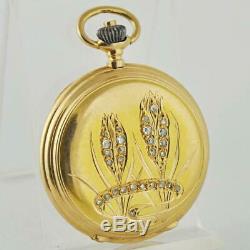 Original 1900' Longines 18k Solid Gold & Diamonds Pendant Pocket Watch Antique