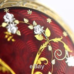 Original Antique 8 Days Rare Gorgeous Guilloche Enamel Manual Wind Pocket Watch