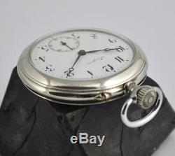 Original Antique Longines Mint Enamel Dial Manual Wind Open Face Pocket Watch