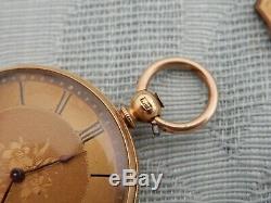 Original Antique Swiss 18k solid Gold Key Wind, Fob Pocket Watch, estate find