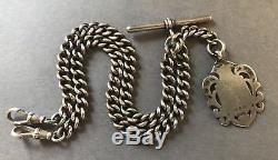 Outstanding HEAVY Solid Silver Double Albert Pocket Watch Chain Chester 1924