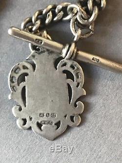 Outstanding HEAVY Solid Silver Double Albert Pocket Watch Chain Chester 1924