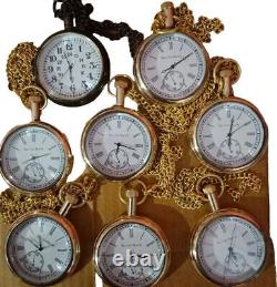 Pcs of 8 Watch elgin vintage pocket Collectible Antique Brass Pocket Small GIFT