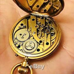 Pocket Watch 18k Gold Antique Horlogerie De Geneve Deep Blue Enamel Mens F/s