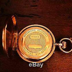 Pocket Watch 18k Gold Antique Horlogerie De Geneve Deep Blue Enamel Mens F/s