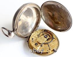 Pocket Watch Silver Verge 1876 Hunter Antique Vintage Rare