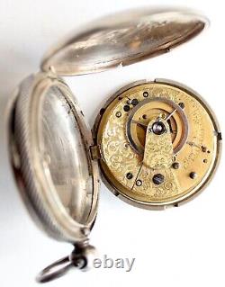 Pocket Watch Silver Verge 1876 Hunter Antique Vintage Rare