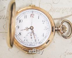 QUARTER REPEATER & CHRONOGRAPH SOLID 14k GOLD Antique Pocket Watch