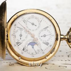 QUARTER REPEATER & TRIPLE CALENDAR Gold Antique Pocket Watch