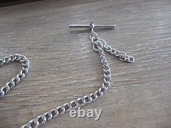 Quality Antique Solid Silver Single Albert Pocket Watch Chain & Fob