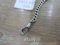 Quality Antique Solid Sterling Silver Single Albert Pocket Watch Chain & Fob