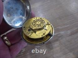 Quality Gents Silver Cased Fusee Verge Pocket Watch Dates C 1820