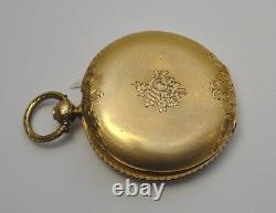 RARE 1860's Antique Charles E Jacot 18k Gold Hunter's 40mm case Pocket Watch