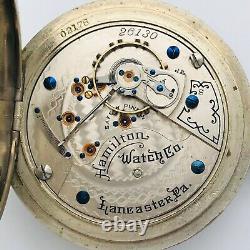 RARE Antique 1896 Early Hamilton Grade 930 18s 16J Pocket Watch Original OF Case