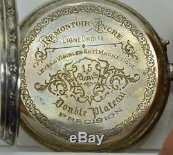 RARE Antique Railroad official's silver oversize pocket watch. Fancy dial. 1880's