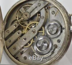 RARE Antique Railroad official's silver oversize pocket watch. Fancy dial. 1880's