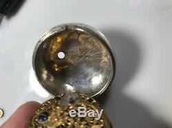 RARE Antique Silver English VERGE FUSEE Pocket Watch 1700s