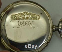 RARE antique WWI German submarine officer's Omega Grand-Prix silver pocket watch