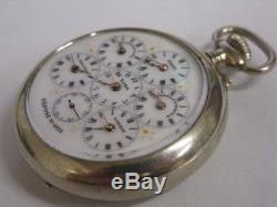 RARE montre à 6 fuseaux horaires Antique multi time zones pocket watch Uhr Reloj