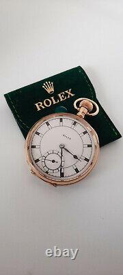 ROLEX Gold 9K Antique Open Face Pocket Watch with Original Travel Pouch Case