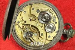 RUN Antique Swiss H. MOSER & CIE Gun Steel 50mm Pocket watch W156
