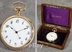 Rare Agassiz 14k Gold Pocket Watch With Central Seconds With A Fine Agassiz Box