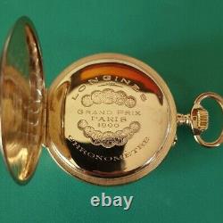 Rare Antique 18ct Yellow Gold Longines Open Face Pocket Watch 78g Working c 1901