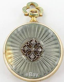 Rare Antique 18k Gold & 5 Diamond Tiffany & Co 17j Ladies Pocket Watch By Haas