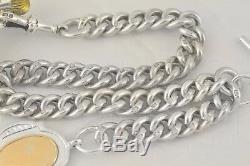 Rare Antique 1926 ROLEX All Sterling Silver Pocket Watch Chain Fob Set