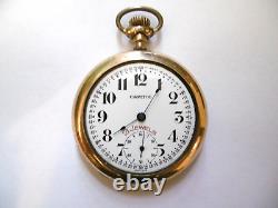 Rare Antique Capitol Minute Dial Gold Plated Pocket Watch Missing Glass Crystal