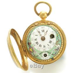 Rare Antique Double Dial Verge Fusee Keywind Pocket Watch Ca1820