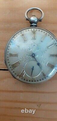 Rare Antique English Silver Fusee Pocket Watch England, 1850-70s Non working