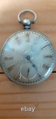 Rare Antique English Silver Fusee Pocket Watch England, 1850-70s Non working