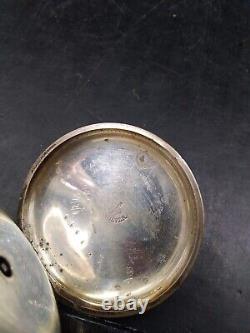 Rare Antique Fine Silver Julien Geneve Pocket Watch Non Runner Needs Attention