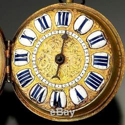 Rare Antique French Oignon Center Wind Bobilier Pocket Watch CA1700s