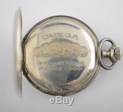 Rare Antique Full Hunter OMEGA Silver Pocket Watch 1900