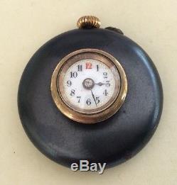 Rare Antique Gun Metal & Gold Capped Button Hole Watch (Working & Great Order)