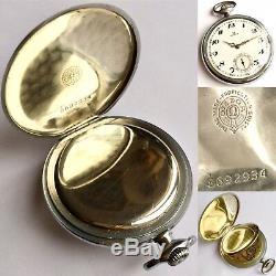 Rare Antique Omega Mechanical 15 Jewles Enamel Dial Mineral Crystal Pocket Watch
