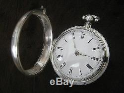 Rare Antique PALMER CLARE Verge Fusee Pair Case Open Face Silver Pocket Watch