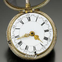 Rare Antique Quarter Hour Repeater Pocket Watch Repousse Silver Pair Case Jodin