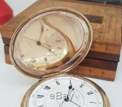 Rare Antique Rolled Gold Russell & Son Chronograph Full Hunter Pocket Watch