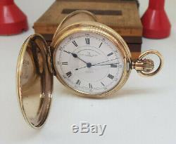 Rare Antique Rolled Gold Russell & Son Chronograph Full Hunter Pocket Watch