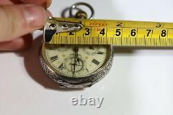 Rare Antique Silver Triple Dial Pocket Watch Calendar Aa5