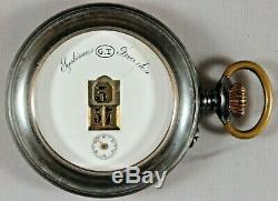 Rare Antique Swiss Digital Jump Hour Porcelain Dial Pocket Watch