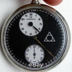 Rare Antique military Regulator black dial Omega pocket watch