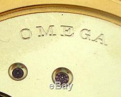 Rare Big ANTIQUE OMEGA Swiss Wristwatch with Porcelain Dial Gilt case