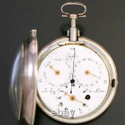 Rare Charles Leroy Silver Verge Fusee Calendar Pocket Watch Ca1780s Day Date A
