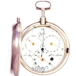 Rare Charles Leroy Silver Verge Fusee Calendar Pocket Watch Ca1780s Day Date A