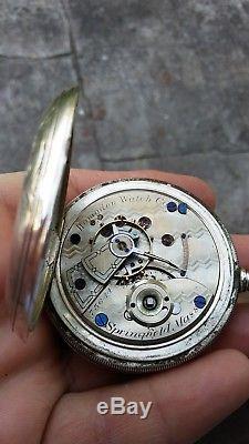 Rare Heavy Early Antique Hampden Hunter Coin Silver Pocket Watch Size 18 KW KS